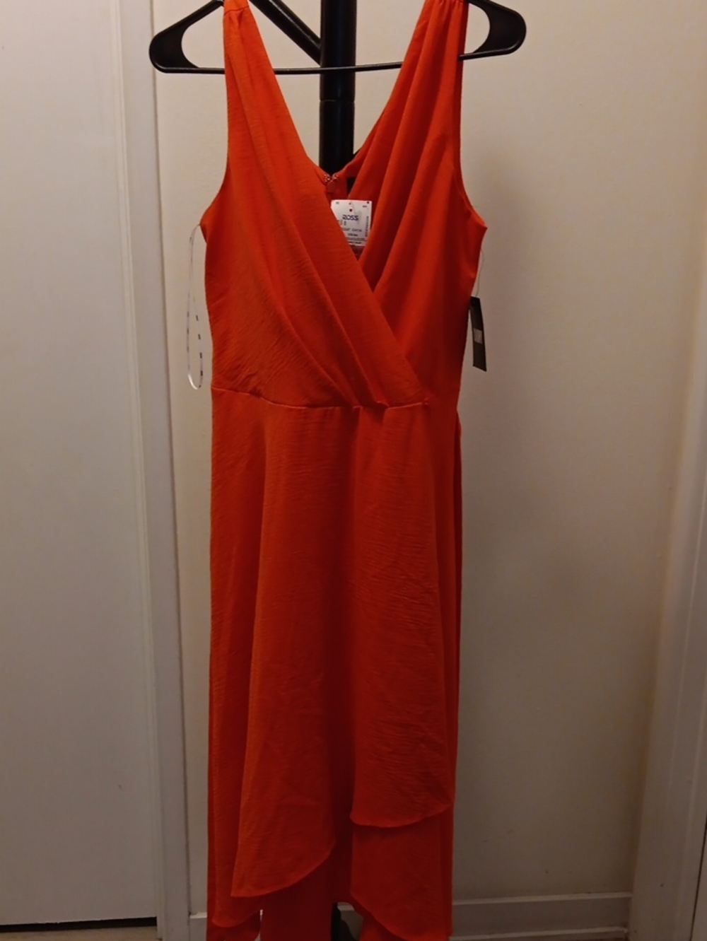 DKNY Orange Sleeveless High-Low Wrap Dress